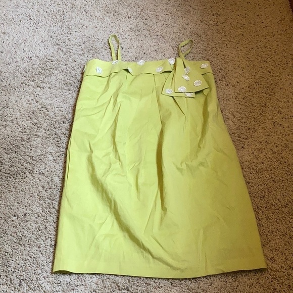 Vintage Lime green mod dress with daisies - Picture 1 of 6